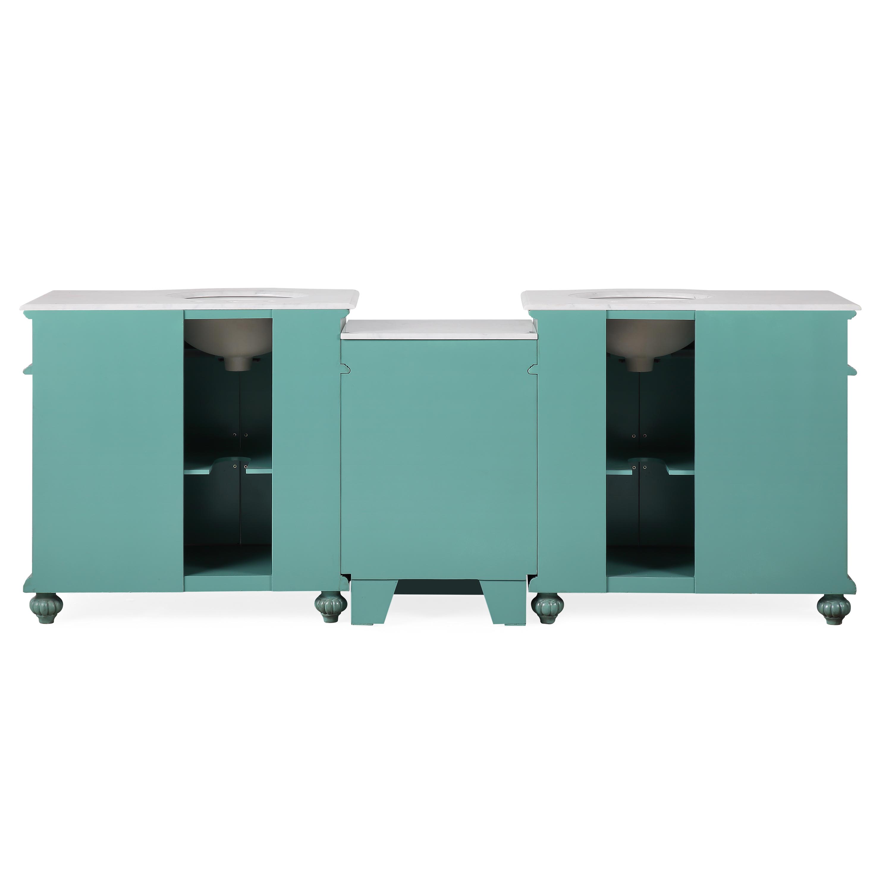 Adelina 90" Antique Mint Green Traditional Style Double Sink Bathroom