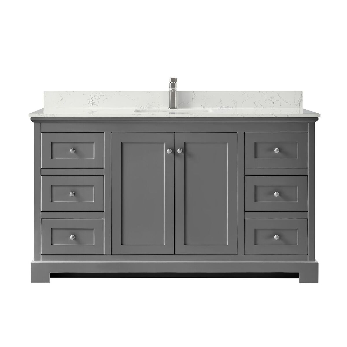 60" Single Bathroom Vanity in Dark Gray, Carrara Cultured Marble