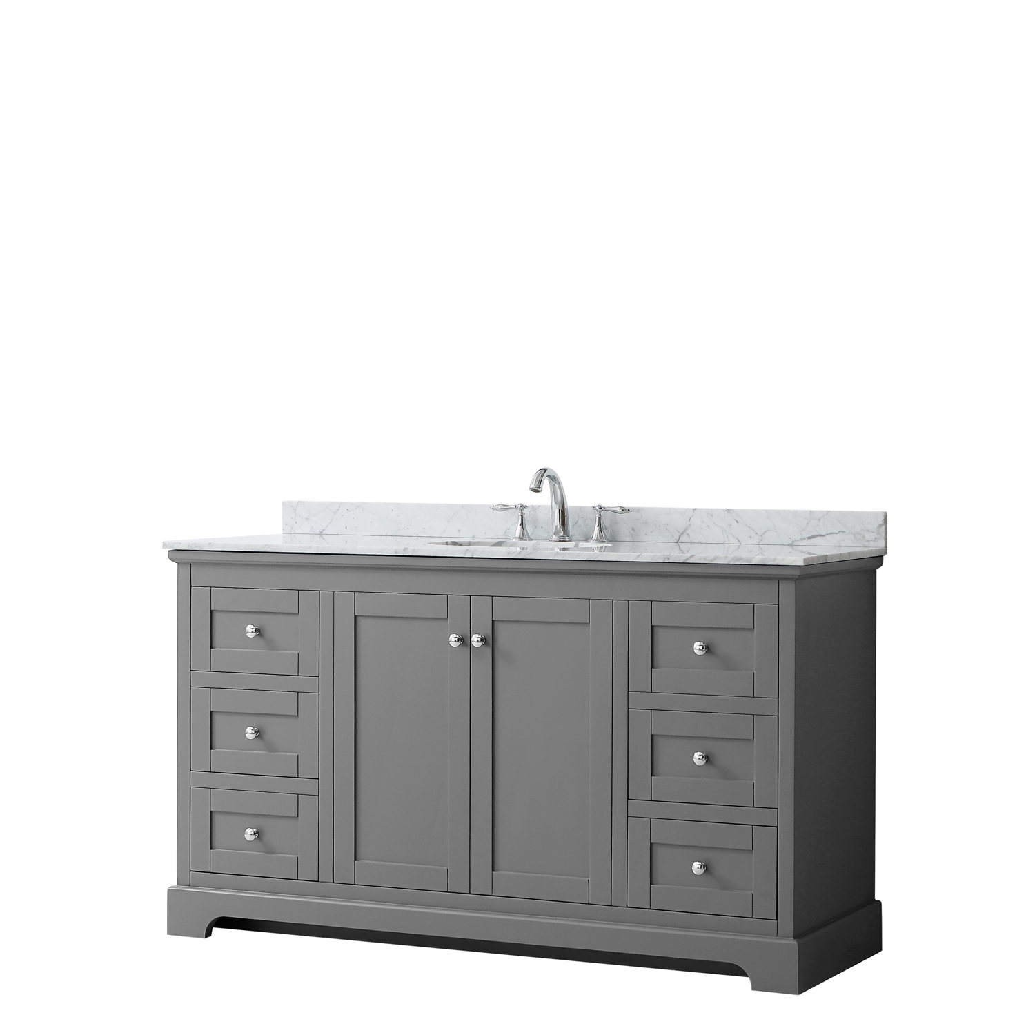 60" Single Bathroom Vanity in Dark Gray, No Countertop, No Sink, and No