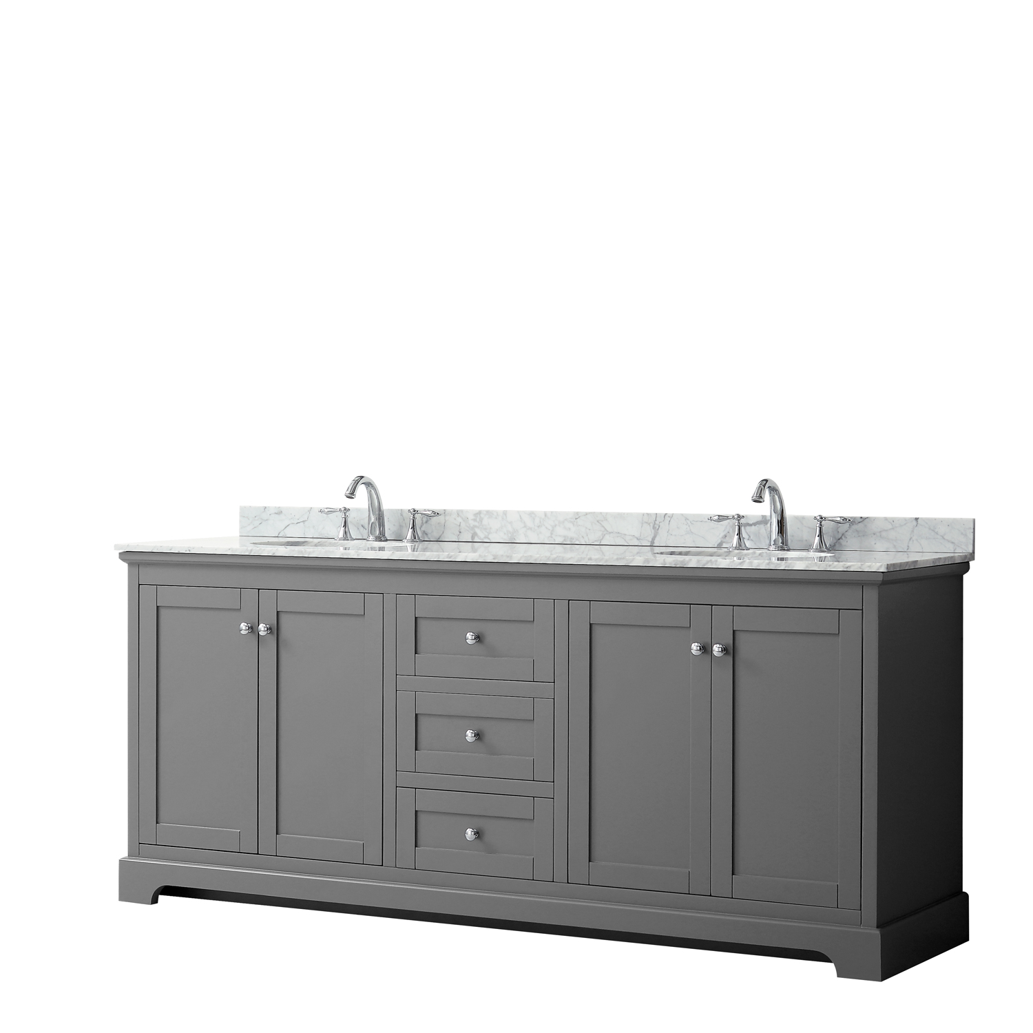80" Double Bathroom Vanity in Dark Gray, No Countertop, No Sinks, and