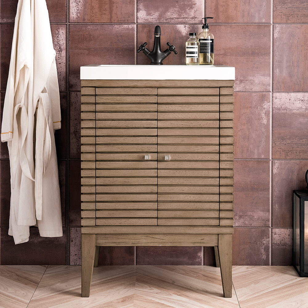 James Martin Linden Collection 24" Single Vanity Whitewashed Walnut
