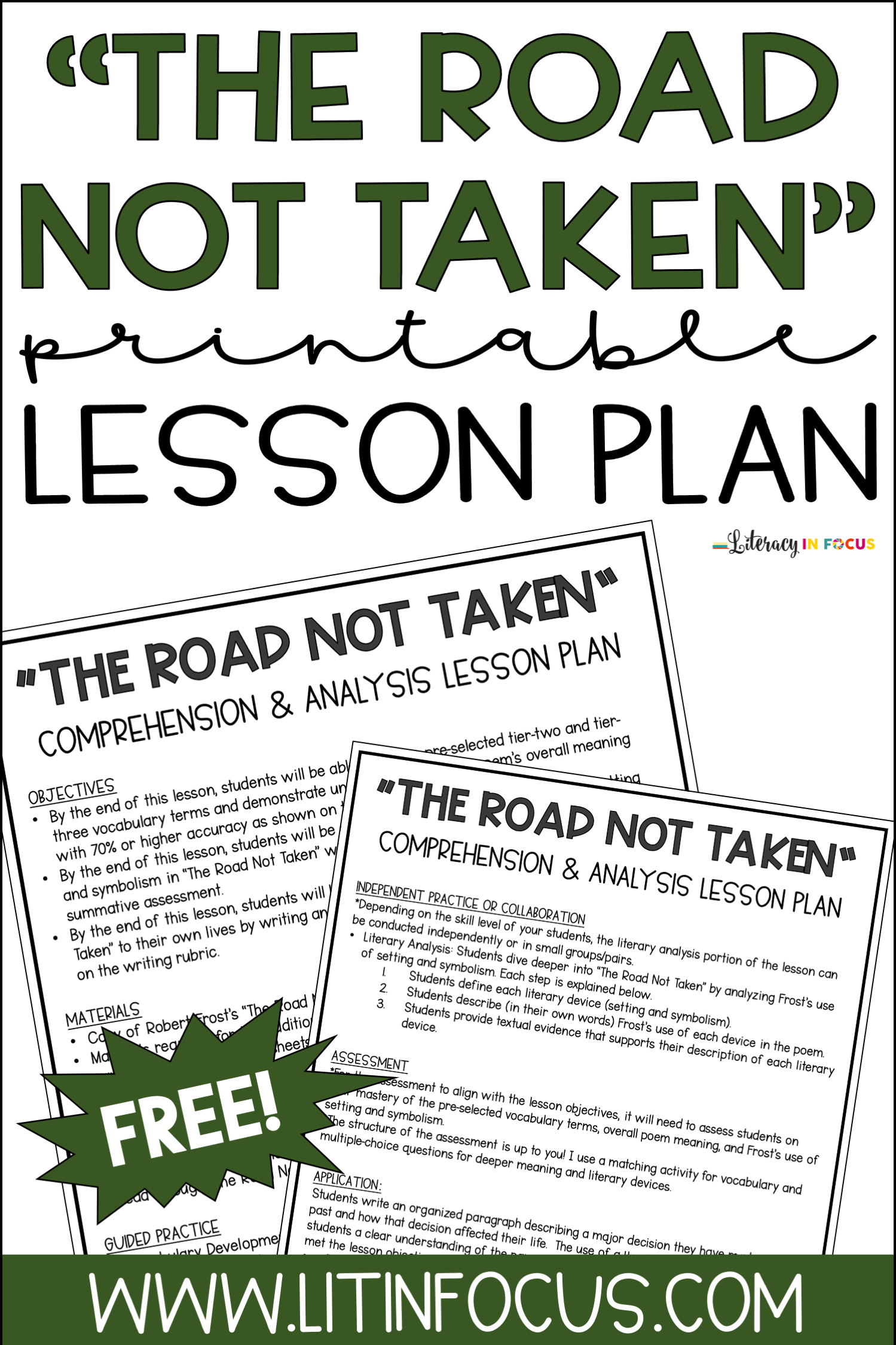 Robert Frost's "The Road Not Taken" Lesson Plan PDF