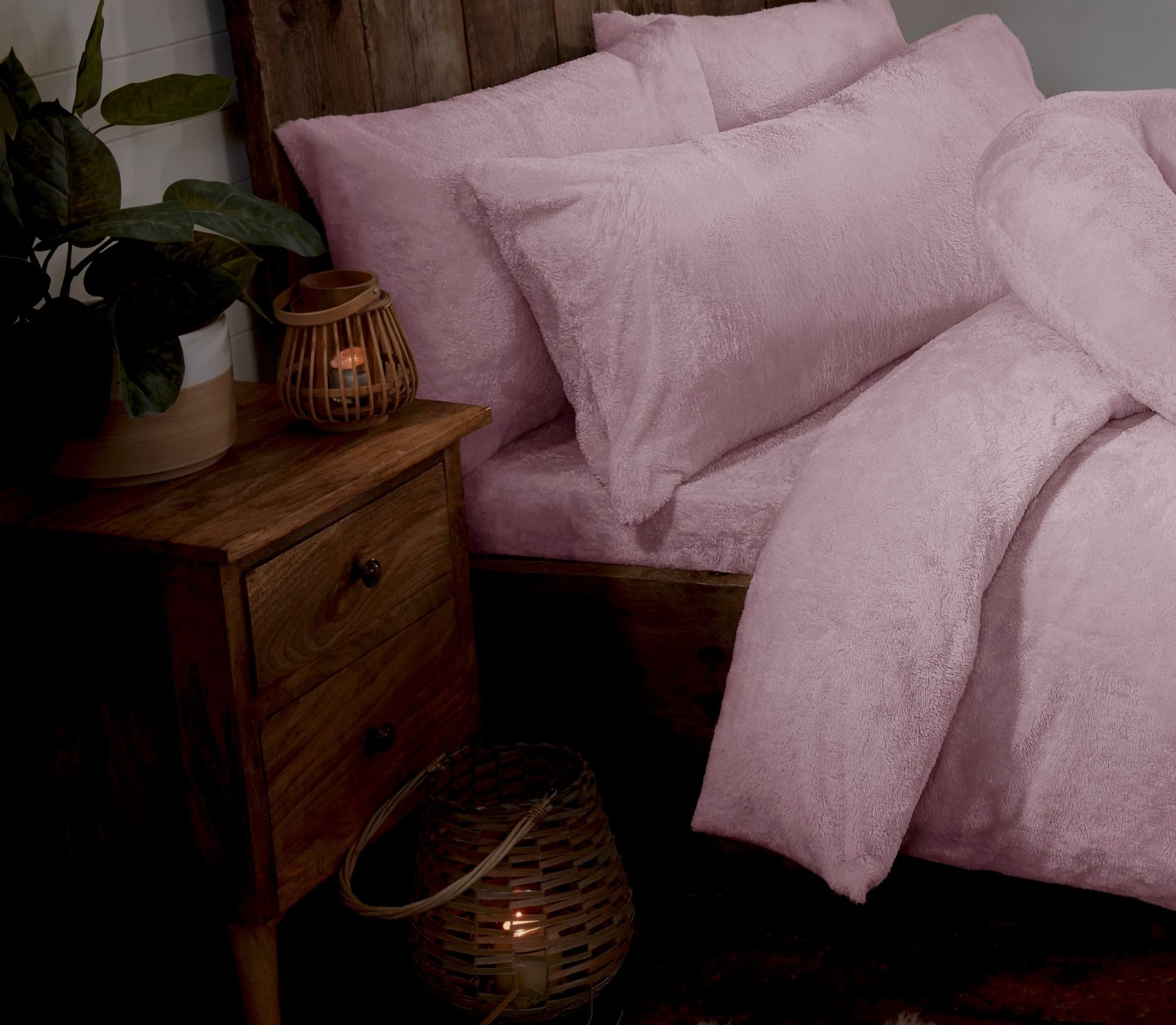 Blush Teddy Fleece Fur Soft Cosy 30cm Fitted Bed Sheet Littens