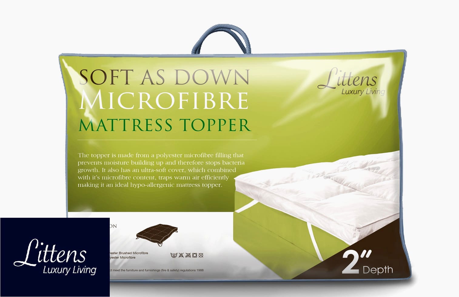 Single Bed Soft As Down Filled Microfibre Mattress Topper Littens