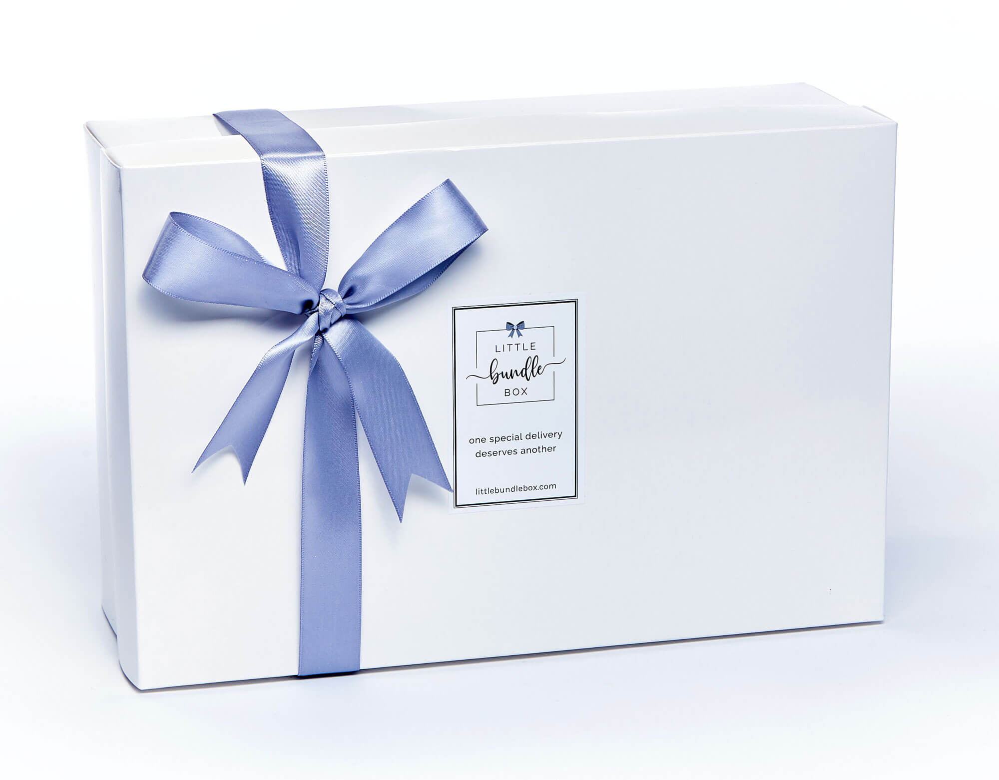 White Gift Box With Ribbon & Babyshower Card Little Bundle Box