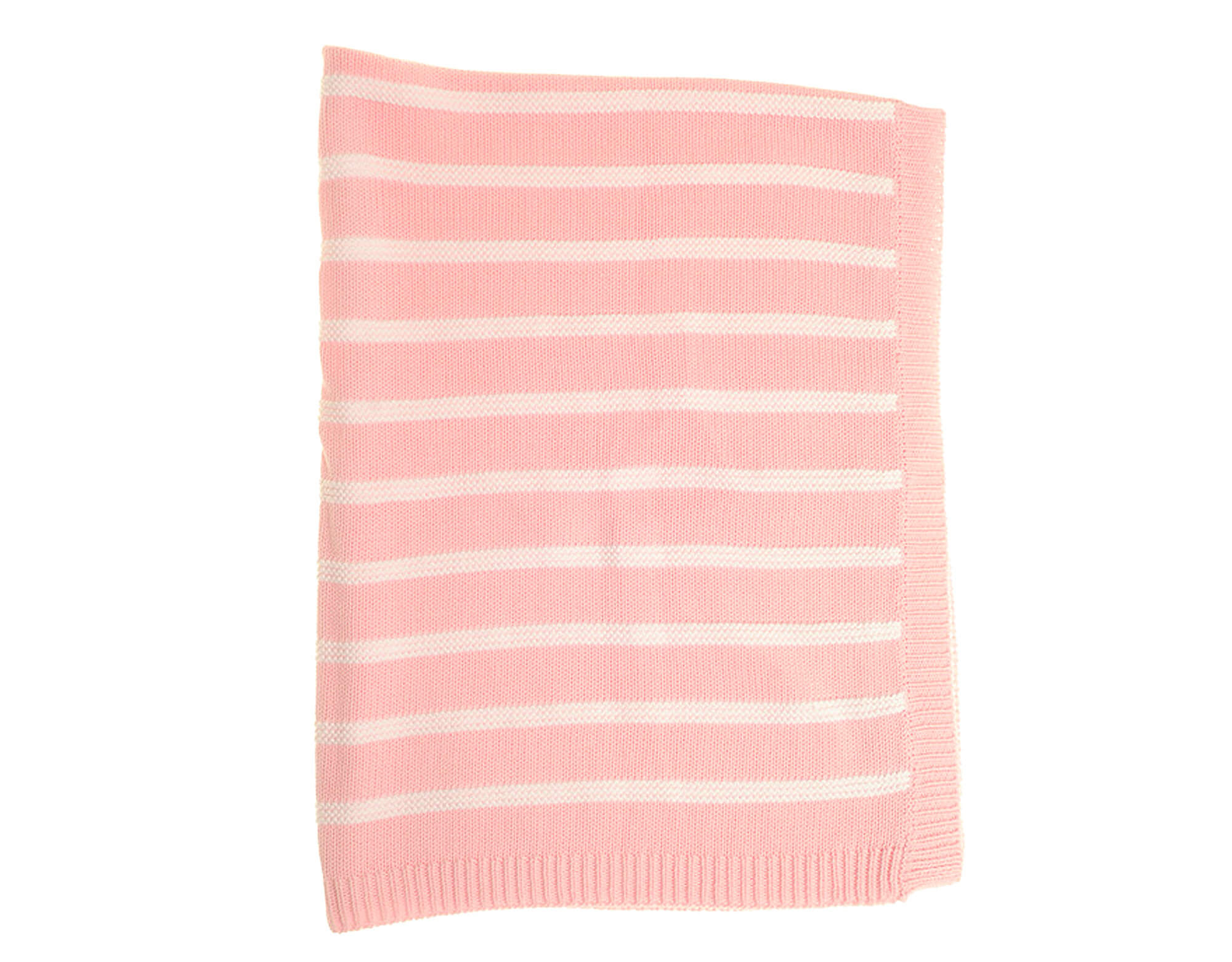 Pink & White Striped Knitted Blanket Little Bundle Box