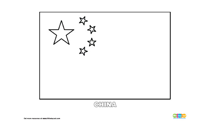 Free China Flag Colouring Page - Little Day Out