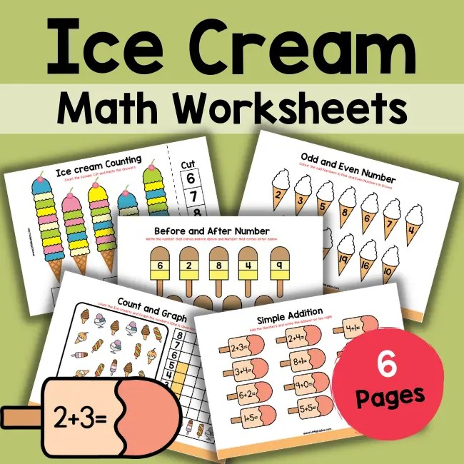 Ice Cream Math Worksheets {Free Printable}