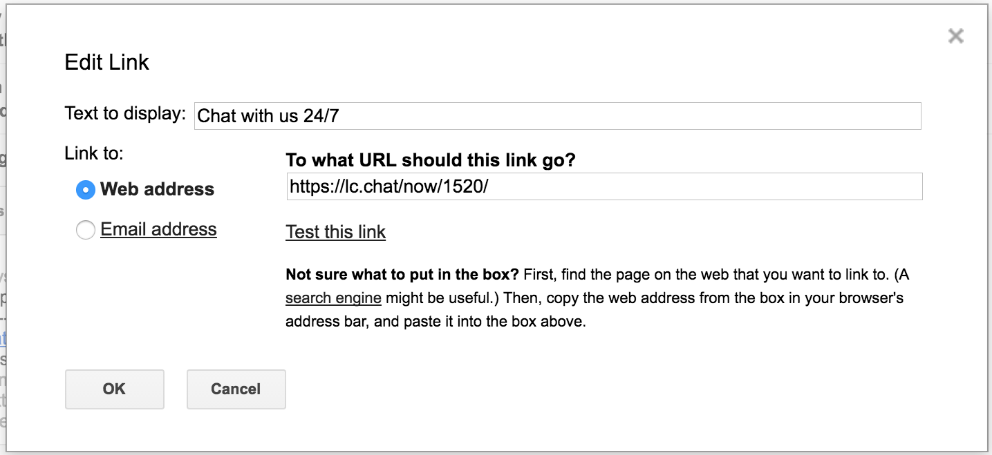 Direct chat link LiveChat Knowledge Base