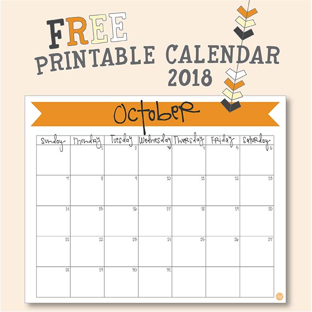 October 2018 Calendar - Free Printable | Live Craft Eat