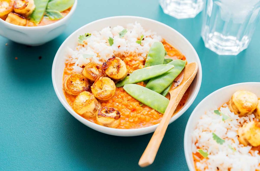 Banana Curry (Spicy Thai Style with Red Lentils) Live