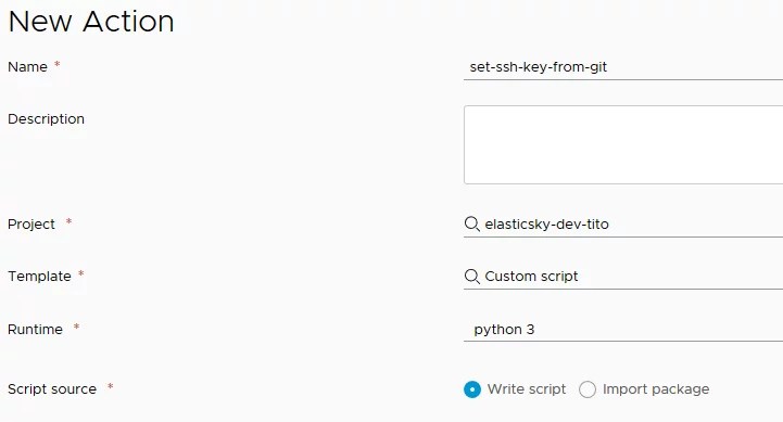 Setting Gitlab or Github SSH Keys via ABX action in Cloud Assembly