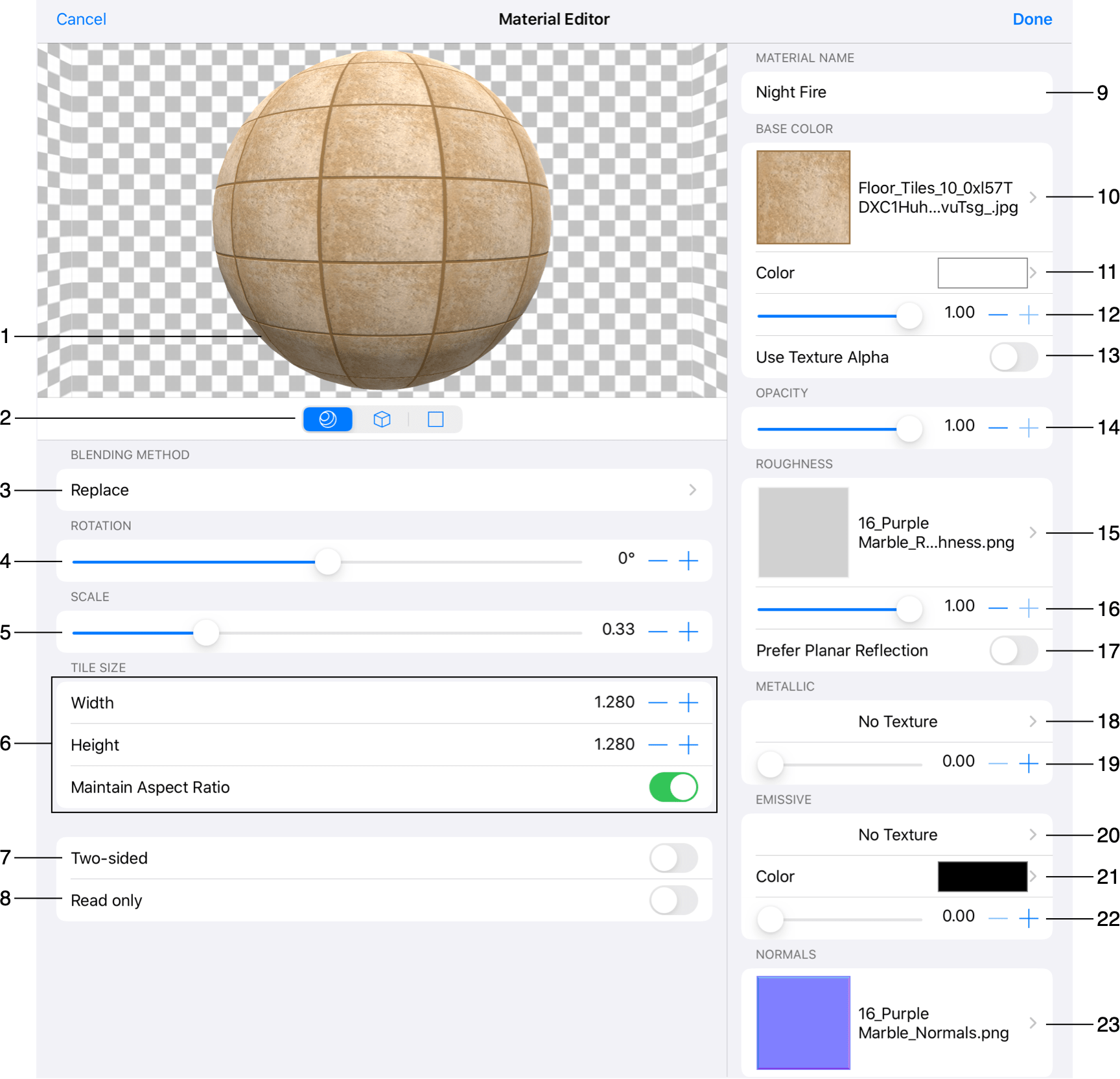 Editing Materials Live Home 3D for iOS and iPadOS