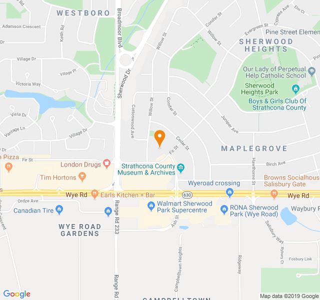 Sherwood Park topographic map, elevation, terrain