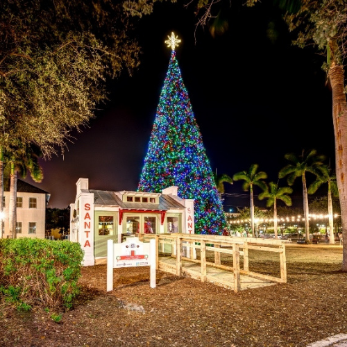 Delray Beach 100 foot Christmas Tree and Holiday Village
