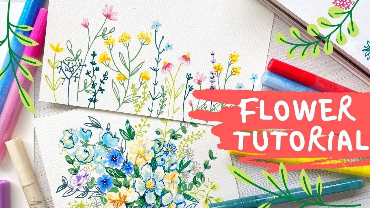 Simple Flower Tutorial using Marker Pens Living Flowers