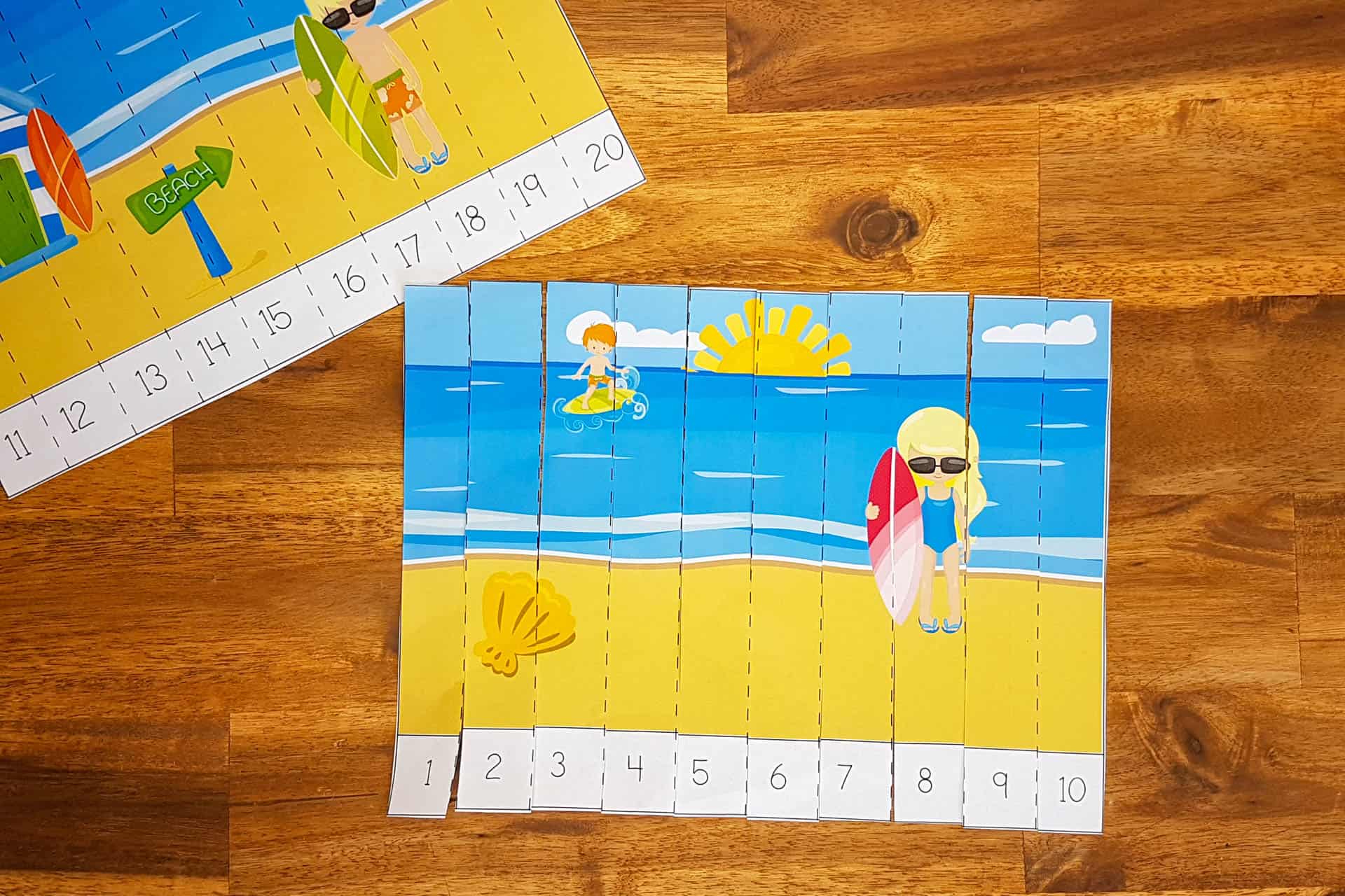 Summer Counting Cards and Puzzles