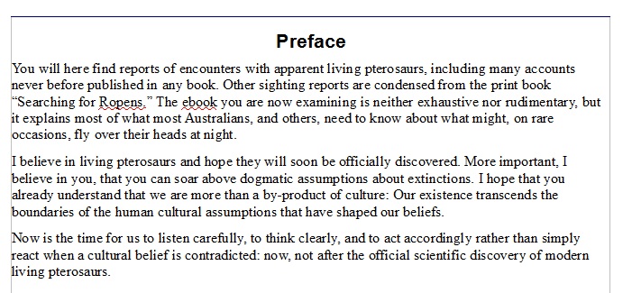 More About the new Cryptozoology Book Pterosaur Eyewitness