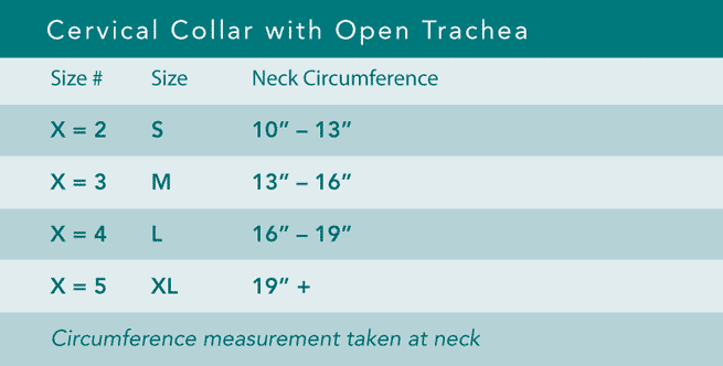 Cervical Collar Size Chart - Ponasa