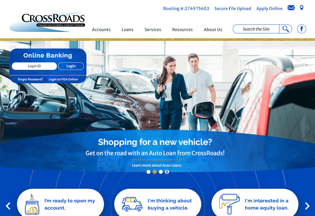 Crossroads Financial Federal Credit Union Website Design LKCS