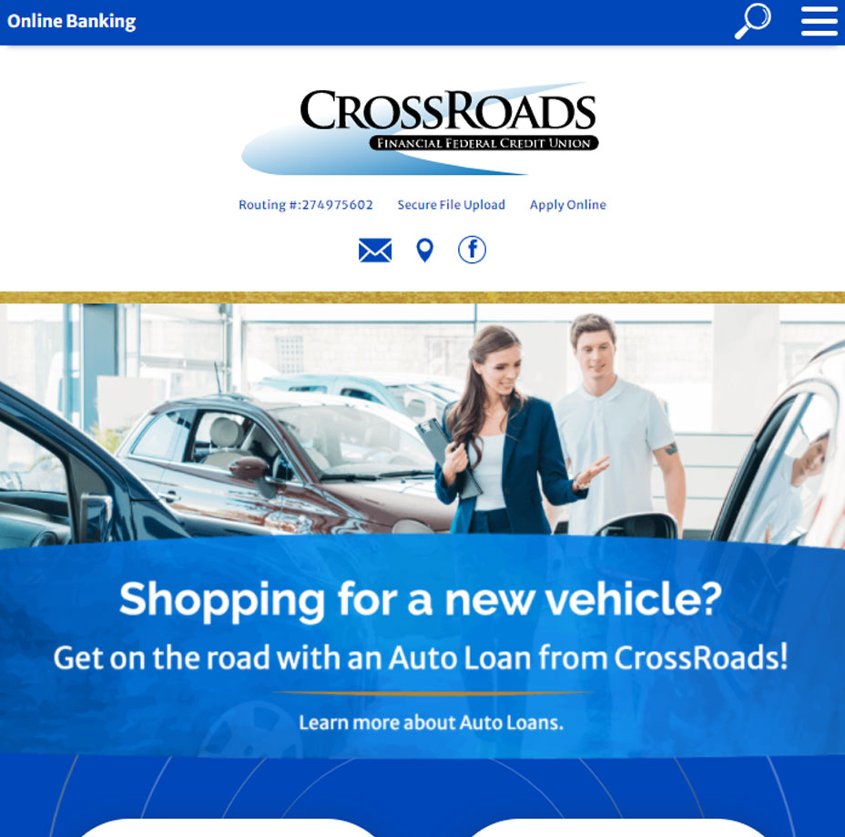 Crossroads Financial Federal Credit Union Website Design LKCS