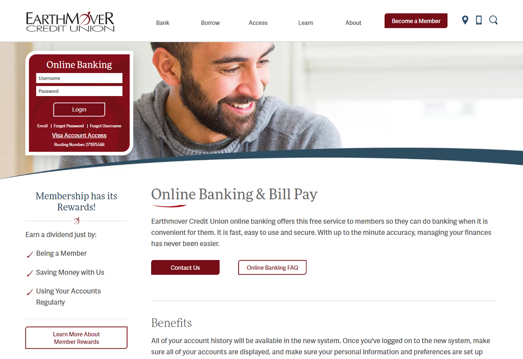 Earthmover Credit Union Website Redesign LKCS
