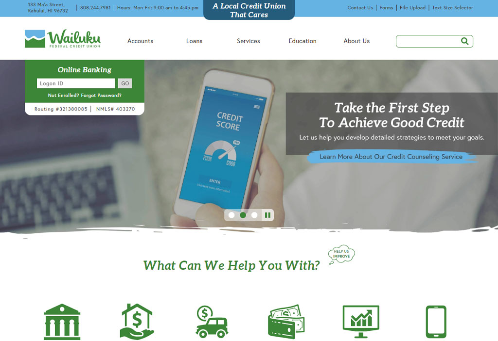 Wailuku Federal Credit Union Website Redesign LKCS