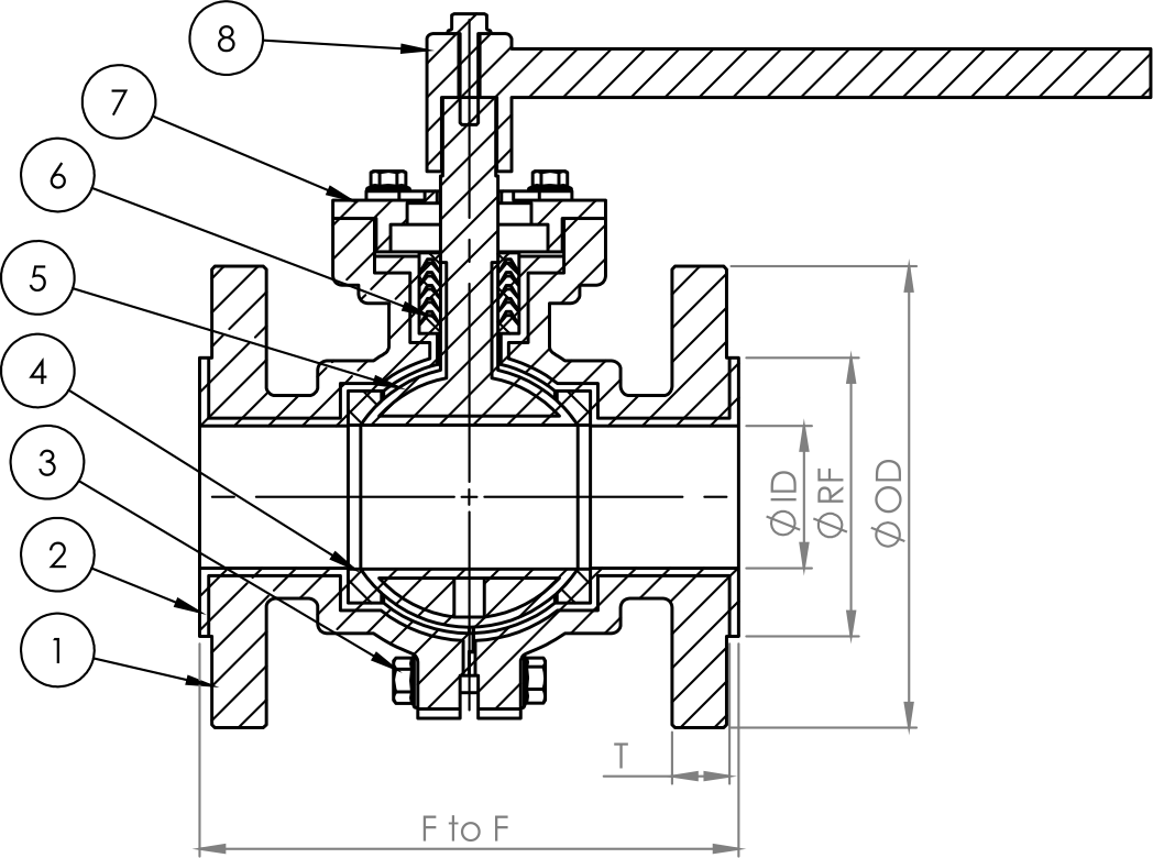 Lined Three Piece Ball Valve : Lk Polymers