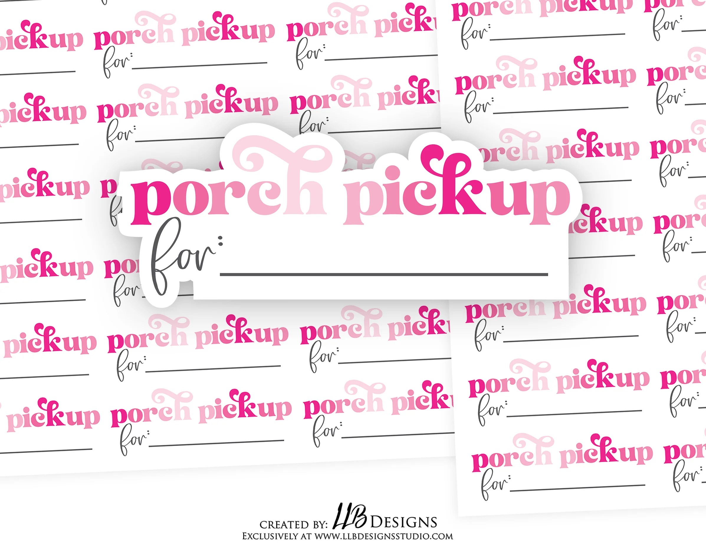 Pink Porch Pick Up Sticker Packaging Stickers Business Branding