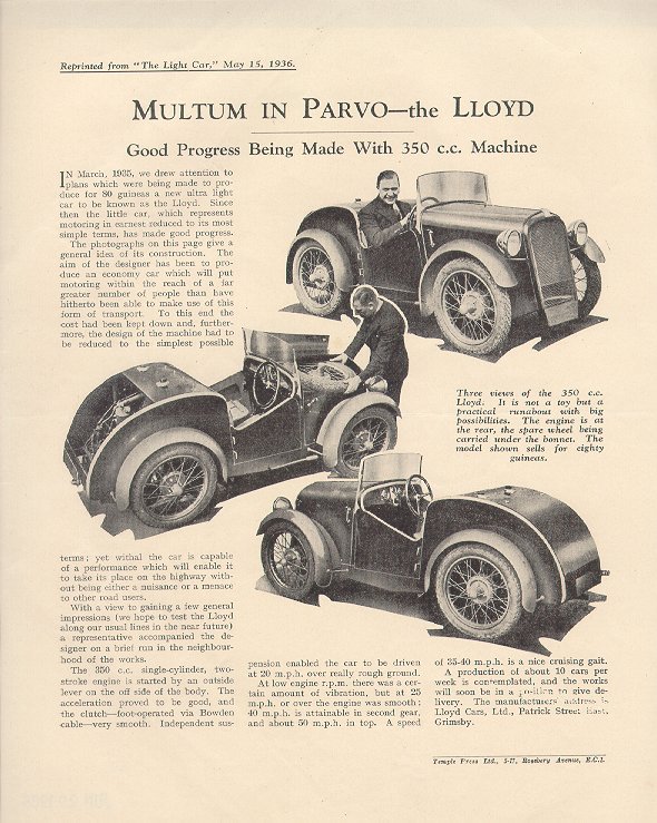 LLOYD Cars The English Home Page