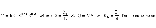 Pipe Flow Major Loss Calculator using HazenWilliams Equation