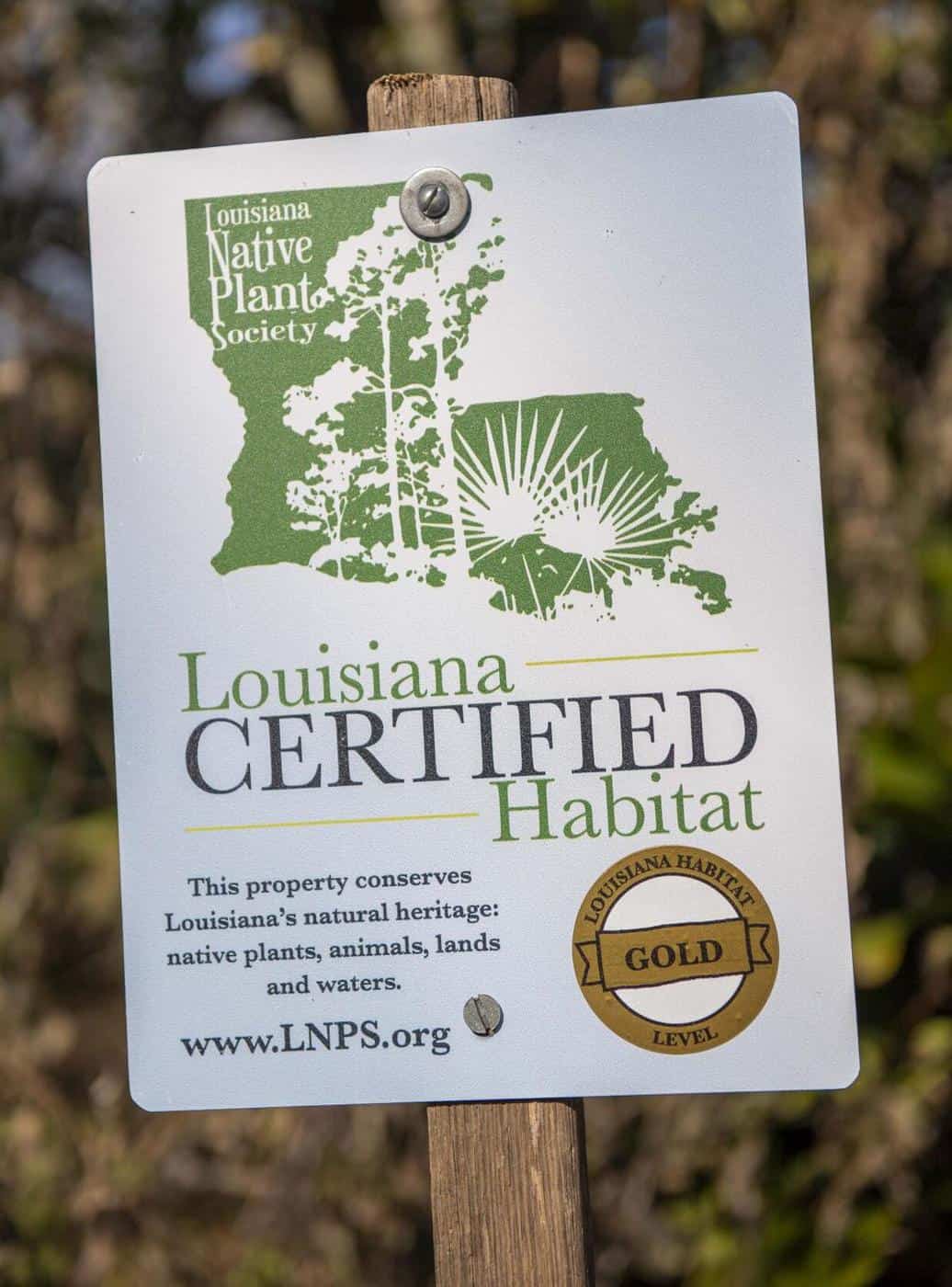 Louisiana Certified Habitat Program Louisiana Native Plant Society