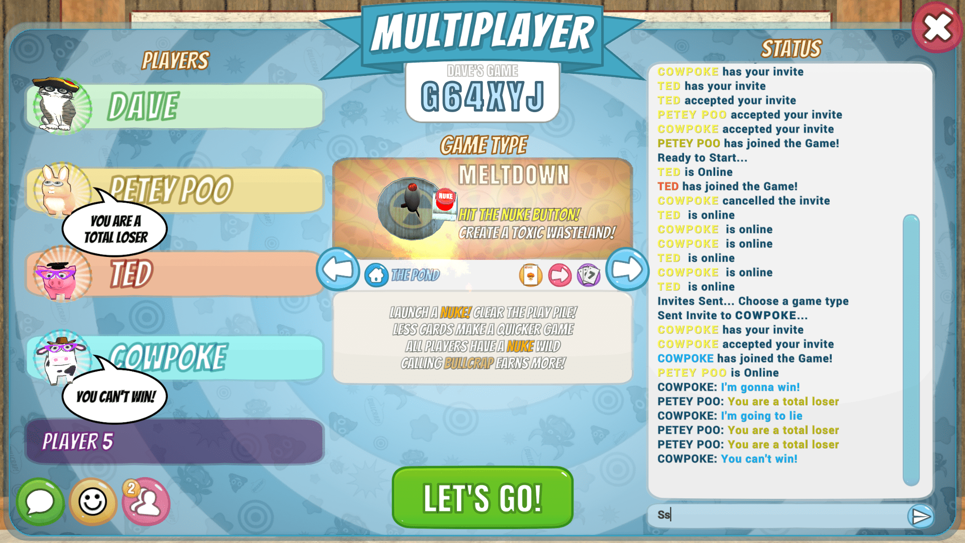 Homepage for BULLCRAP! a game by Loaded Deck Games