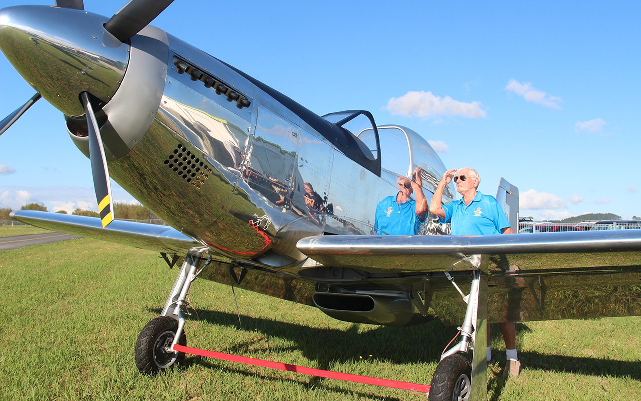 Close up look at classic aircraft in Dairy Flat Local Matters