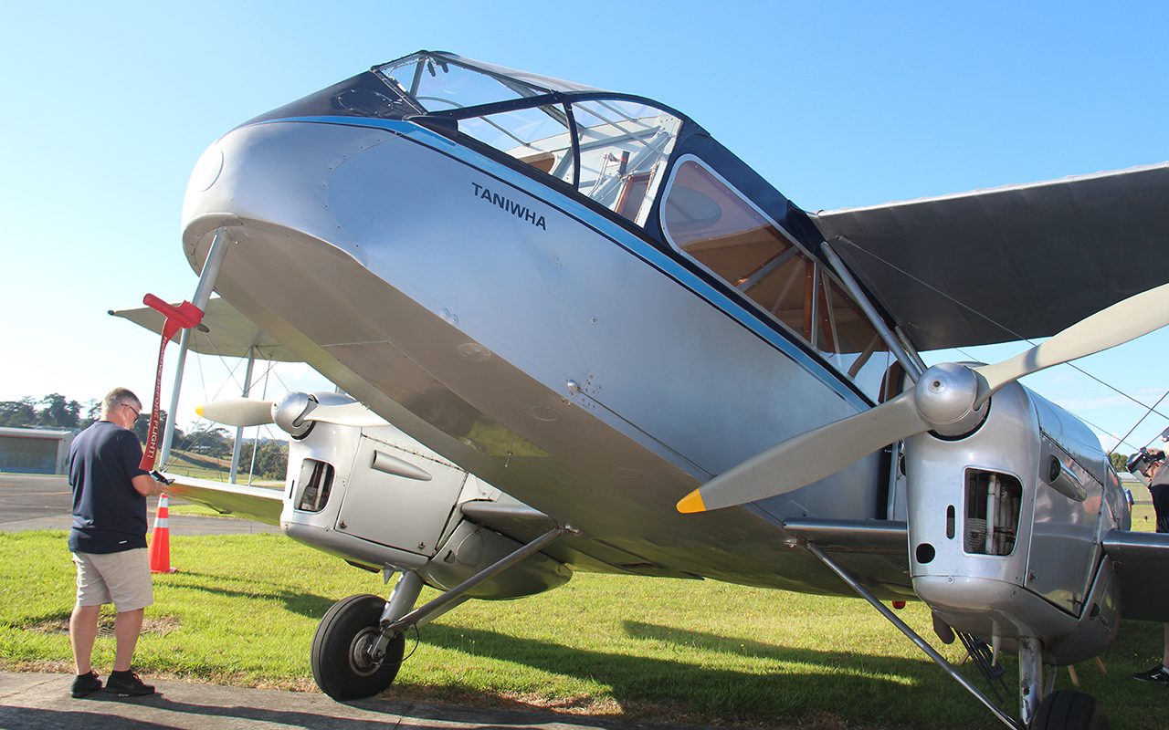 Close up look at classic aircraft in Dairy Flat Local Matters