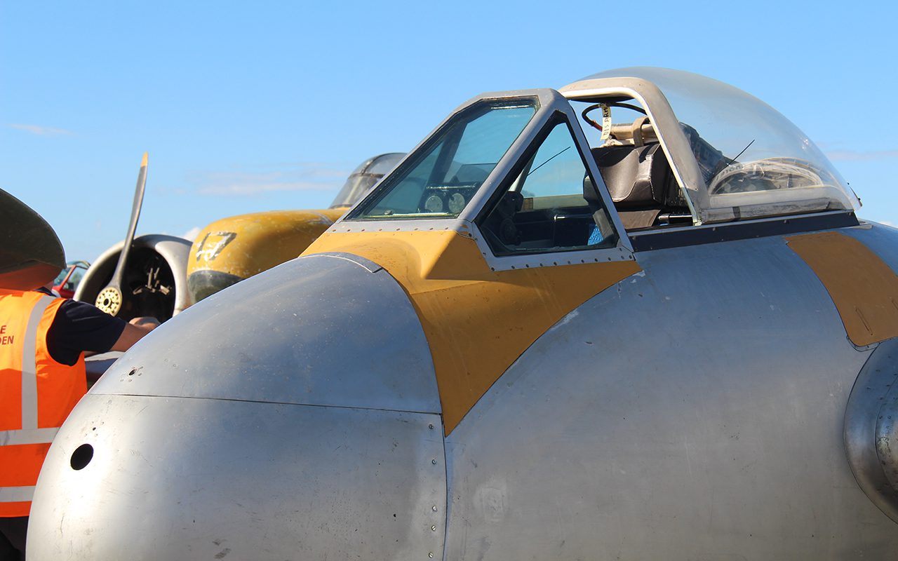 Close up look at classic aircraft in Dairy Flat Local Matters