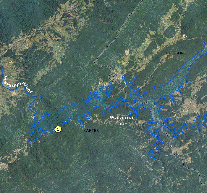 Watauga Lake Fishing Map Localwaters Watauga Lake maps boat ramps access areas