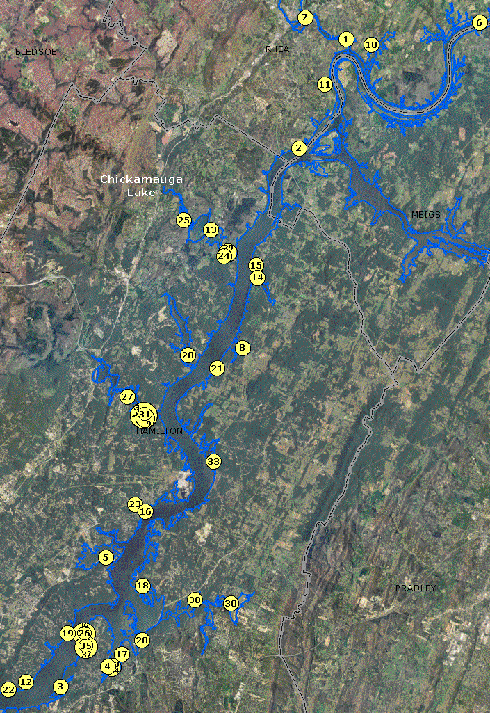 Localwaters Chickamauga Lake Maps Boat Ramps TN Localwaters of Tennessee