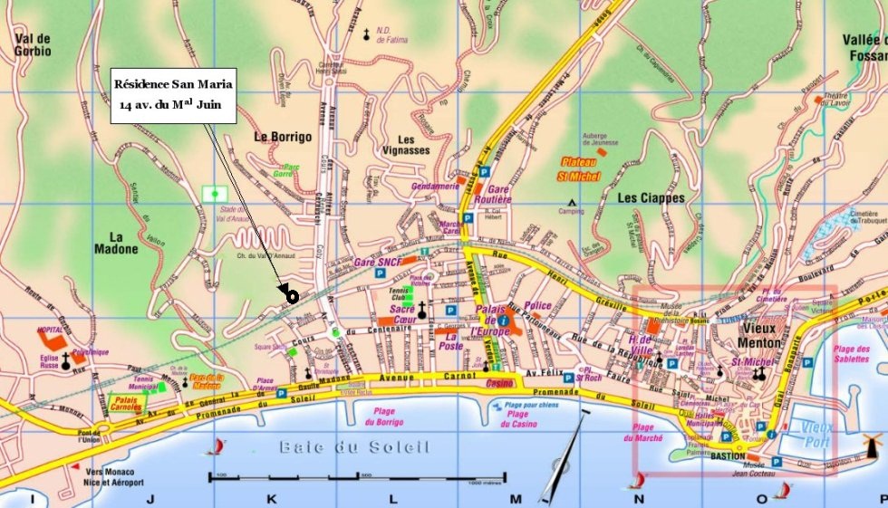 Plan Centre Ville Menton Информация к размышлению Франция