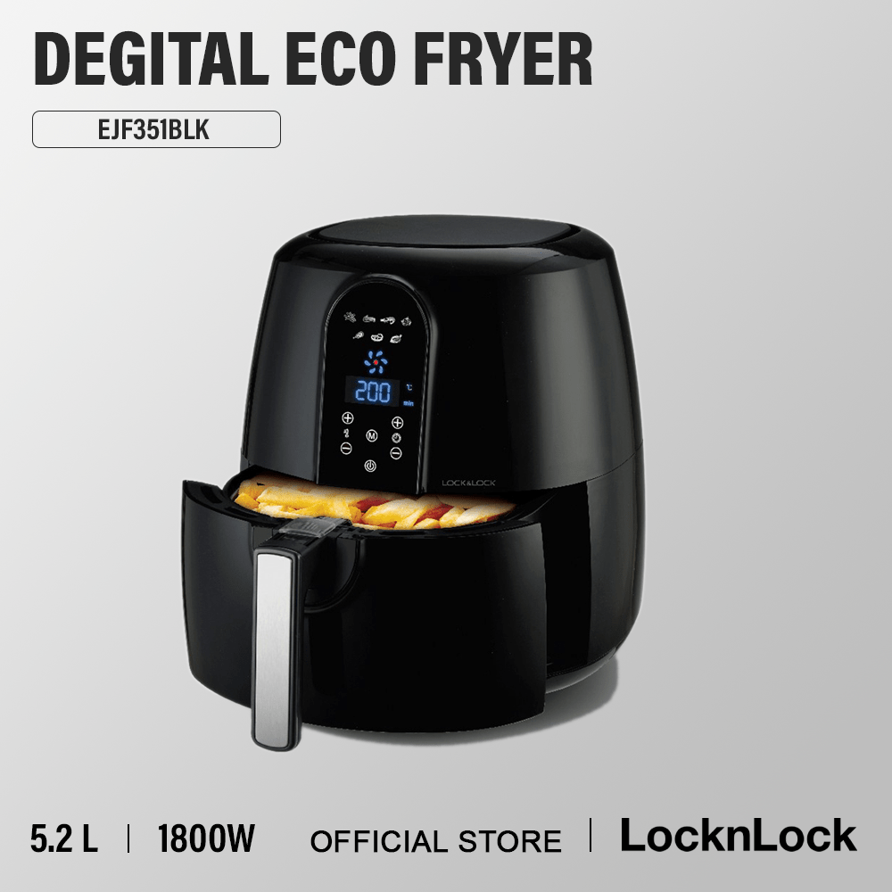 EJF351BLK LOCK & LOCK DEGITAL ECO FRYER 5.2L, 220V50Hz, 1800W, 370*370