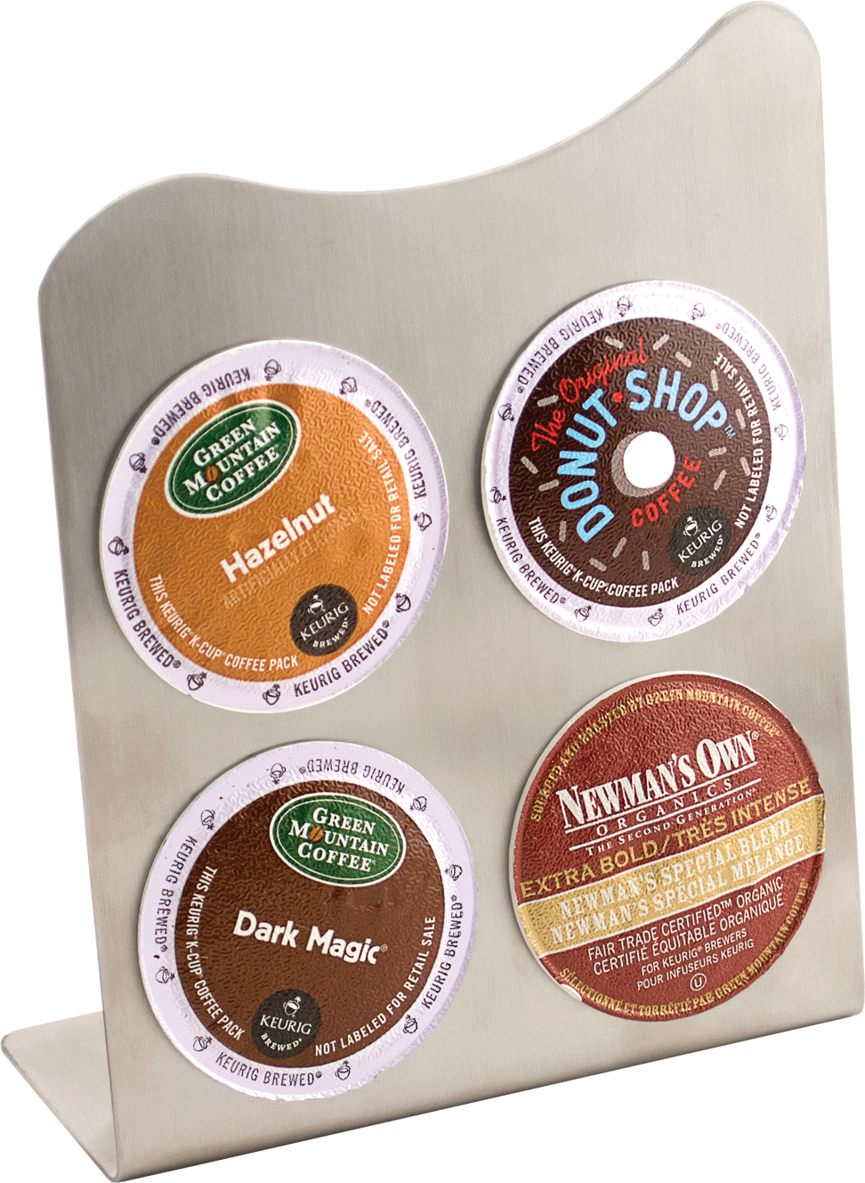 4 Cup KCup® Holder, Flared (curved top), Brushed Stainless Steel