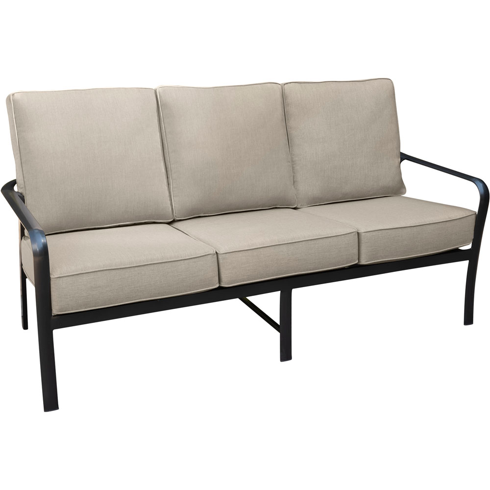 Cape Soleil Commercial Aluminum Slat Back Outdoor Sofa with Sunbrella