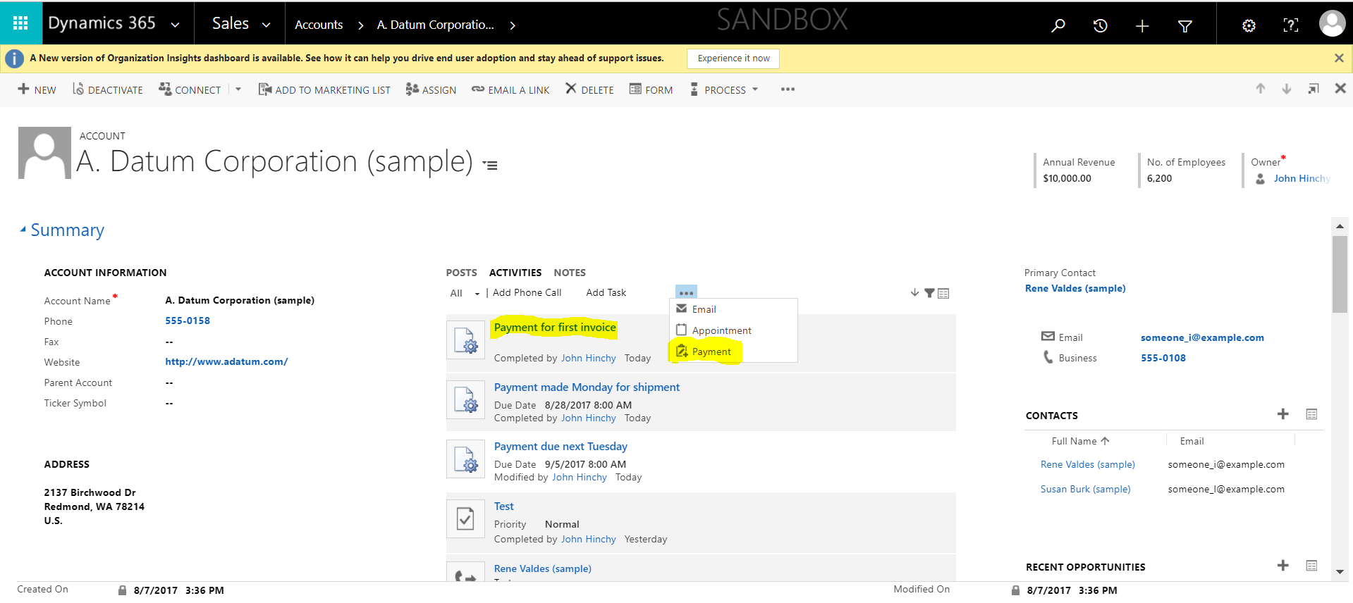 Create Custom Activity Entities in Dynamics 365 for Sales Logan