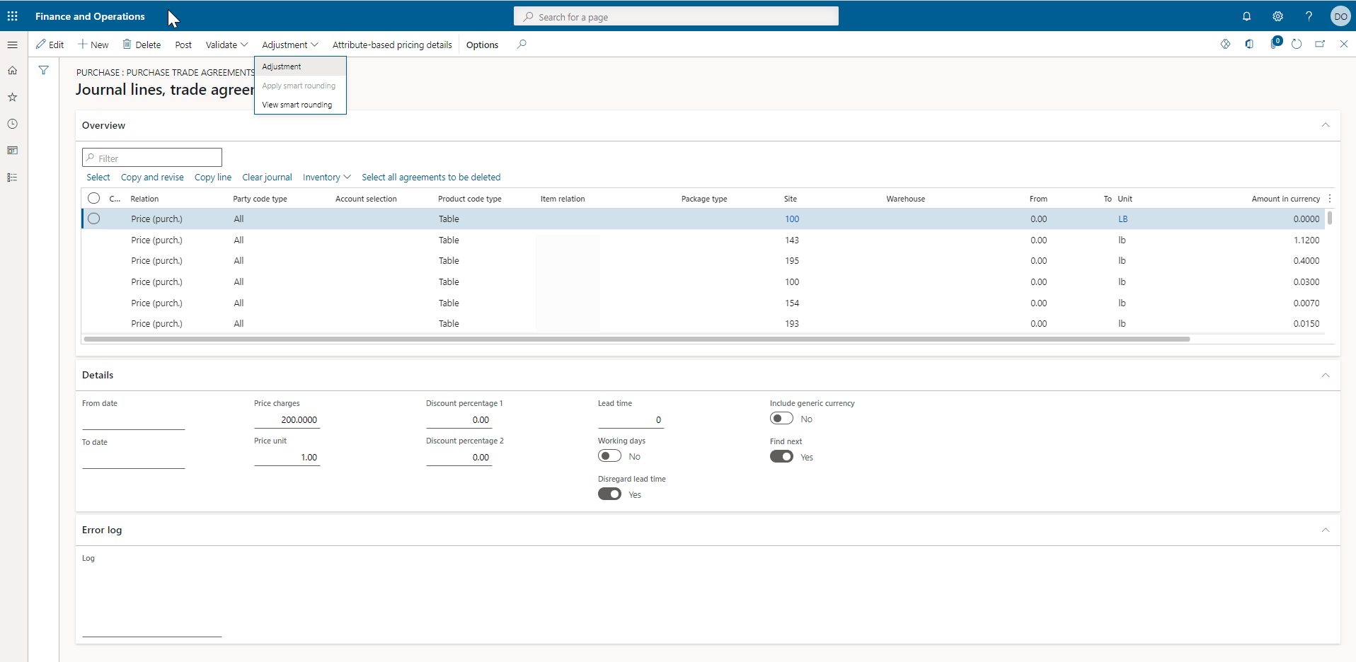 Updating Multiple Trade Agreements in Microsoft Dynamics 365