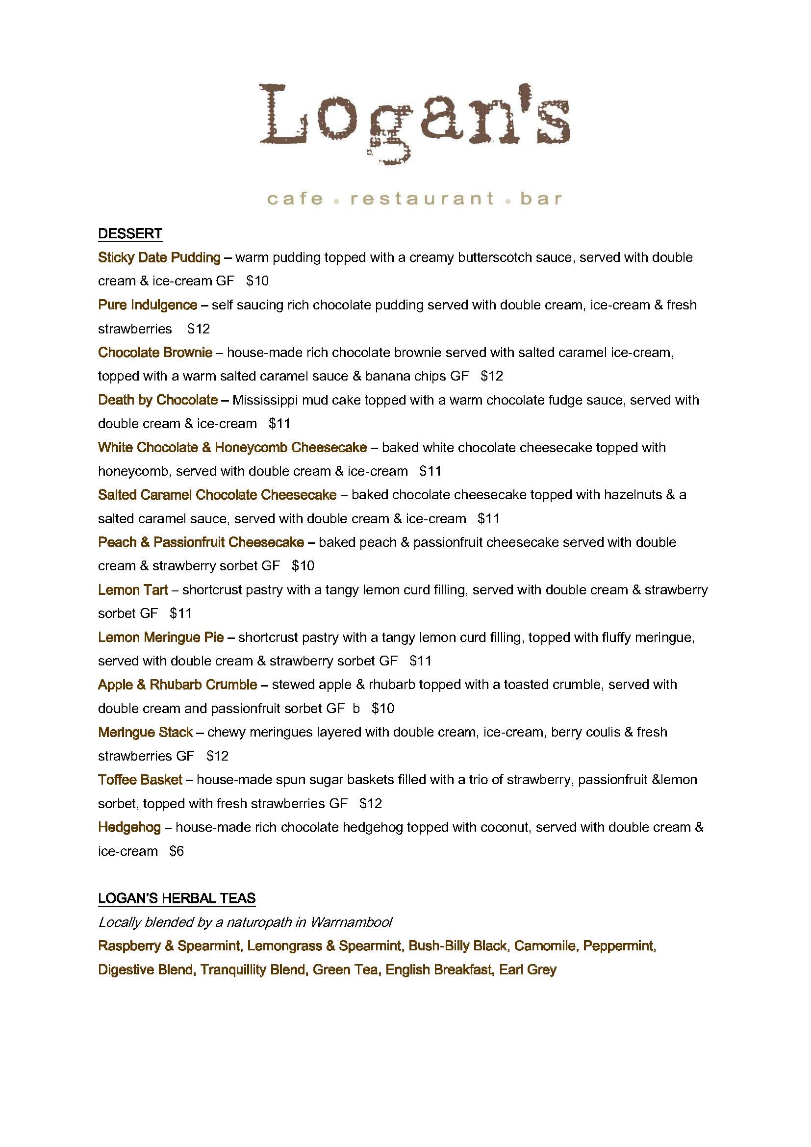 DESSERT Logan's Restaurant