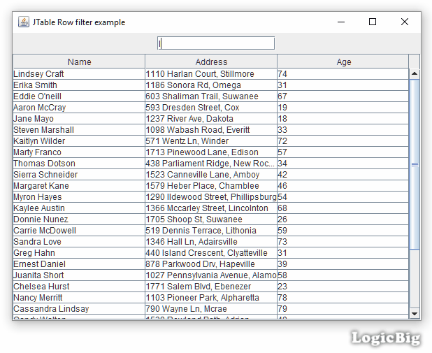 Java Swing Filtering and Highlighting rows in JTable