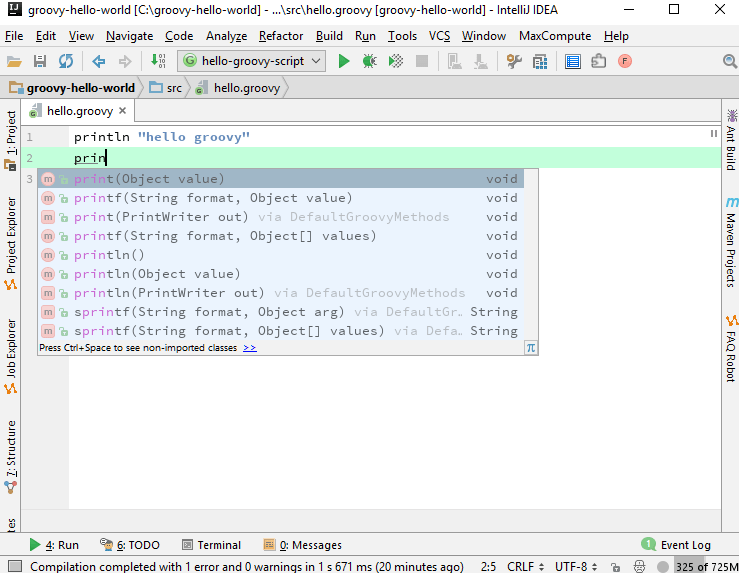 Groovy with Intellij