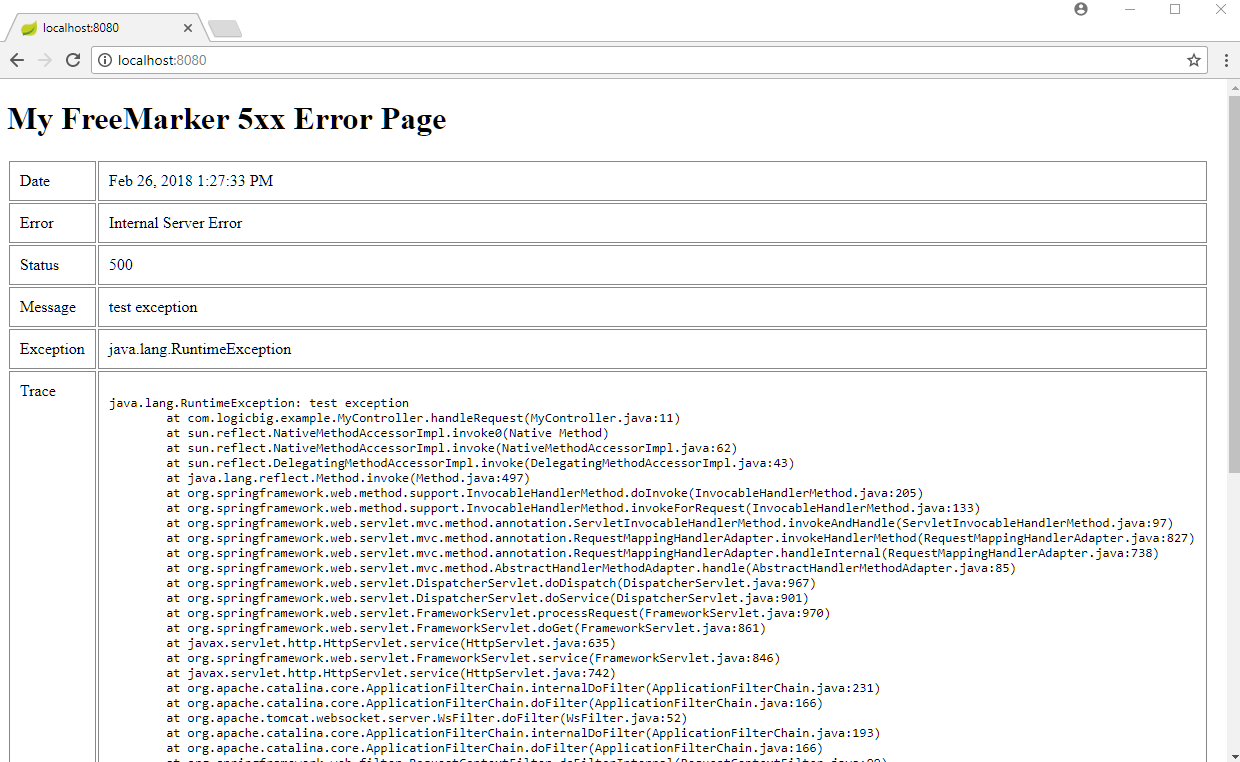Spring Boot Mapping HTTP Response Status Codes to a template engine like FreeMarker Pages