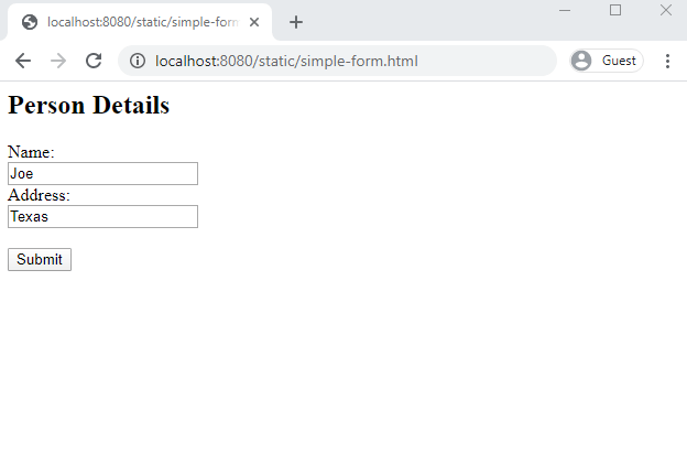 Spring MVC Post Request With Simple Form Submission