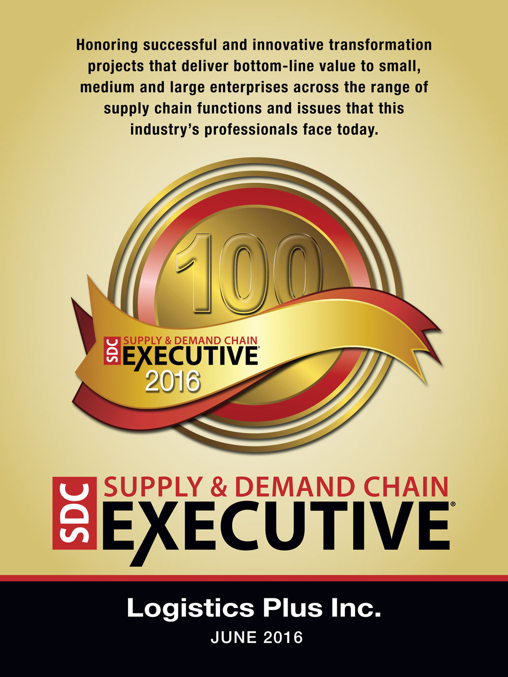 Logistics Plus Receives an SDCE 100 Supply Chain Projects Award